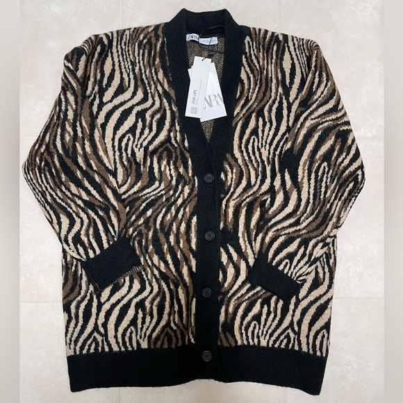 ZARA ANIMAL PRINT CARDIGAN‼️NWT FIRM PRICE. SIZE S‼️ - Picture 4 of 7